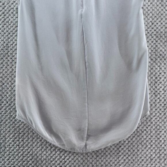 Vince Top Womens XS Blue Silk Mock Neck Sleeveless Lightweight Zip Closure - Picture 7 of 13